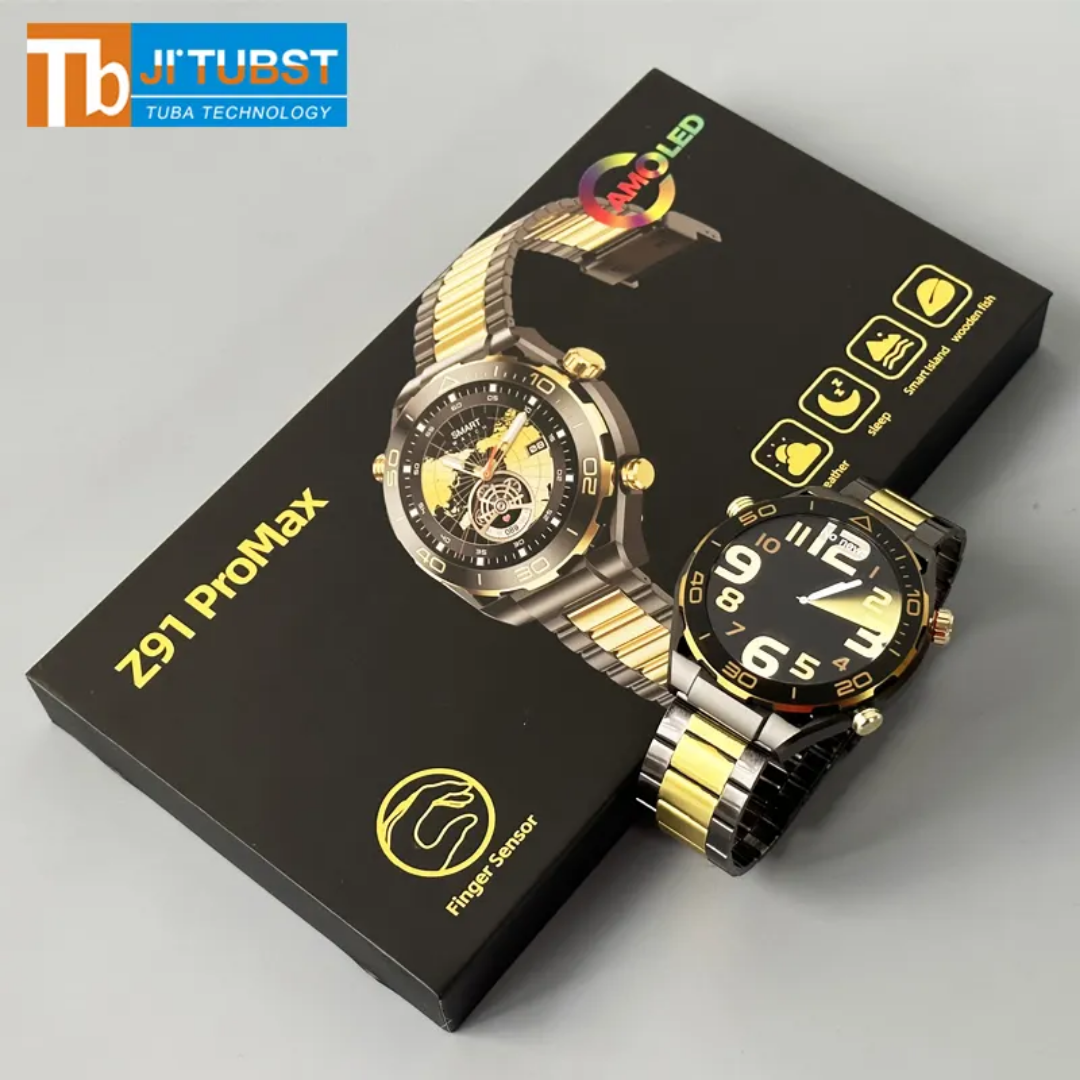 Z91 ProMax 2024 AMOLED Z91 Pro Max montre intelligente ronde en acier inoxydable pour hommes montre