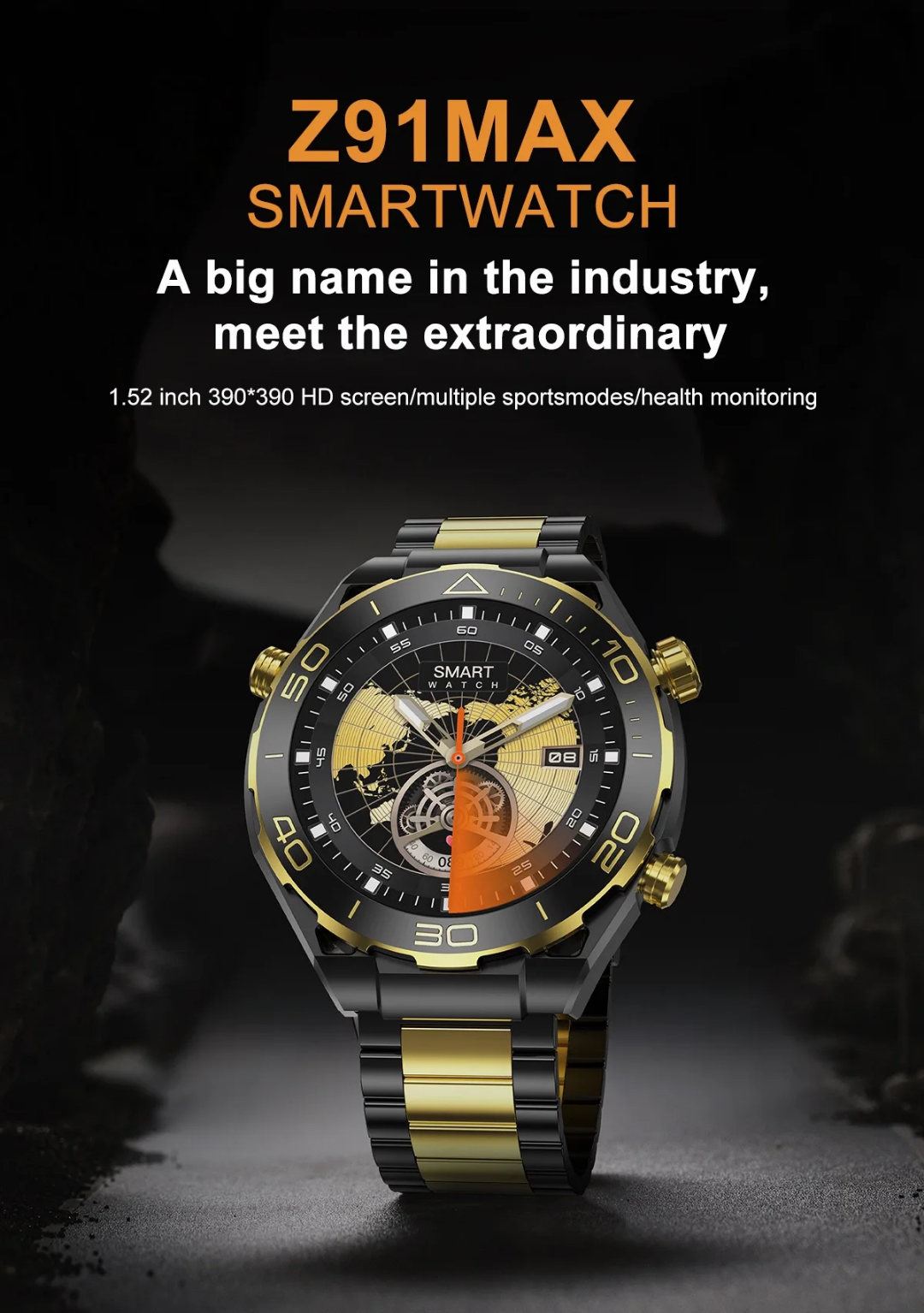 Z91 ProMax 2024 AMOLED Z91 Pro Max montre intelligente ronde en acier inoxydable pour hommes montre